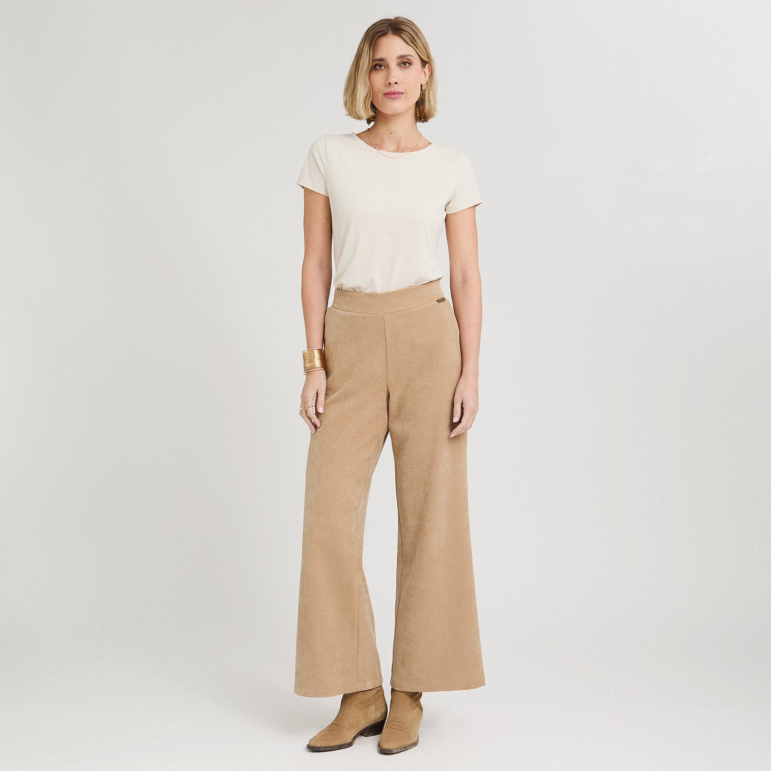 Pantalón Sport Palazzo de Suede Camel