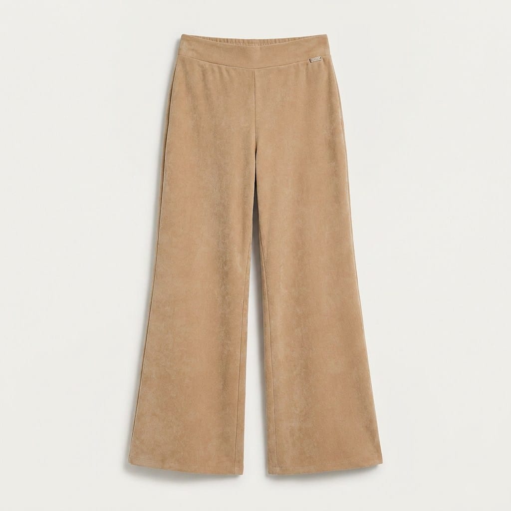 Pantalón Sport Palazzo de Suede Camel en plano