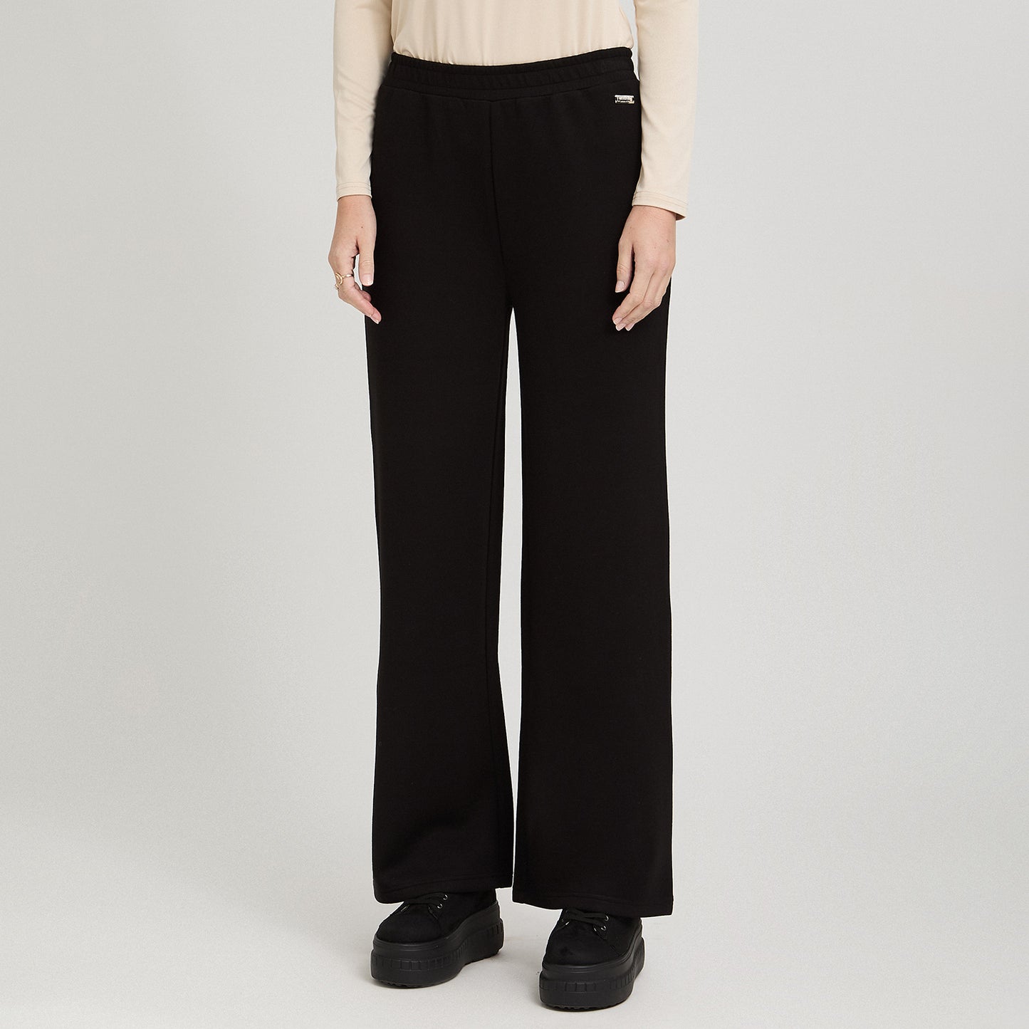 Pantalón Sport Palazzo Pretina Elasticada Negro