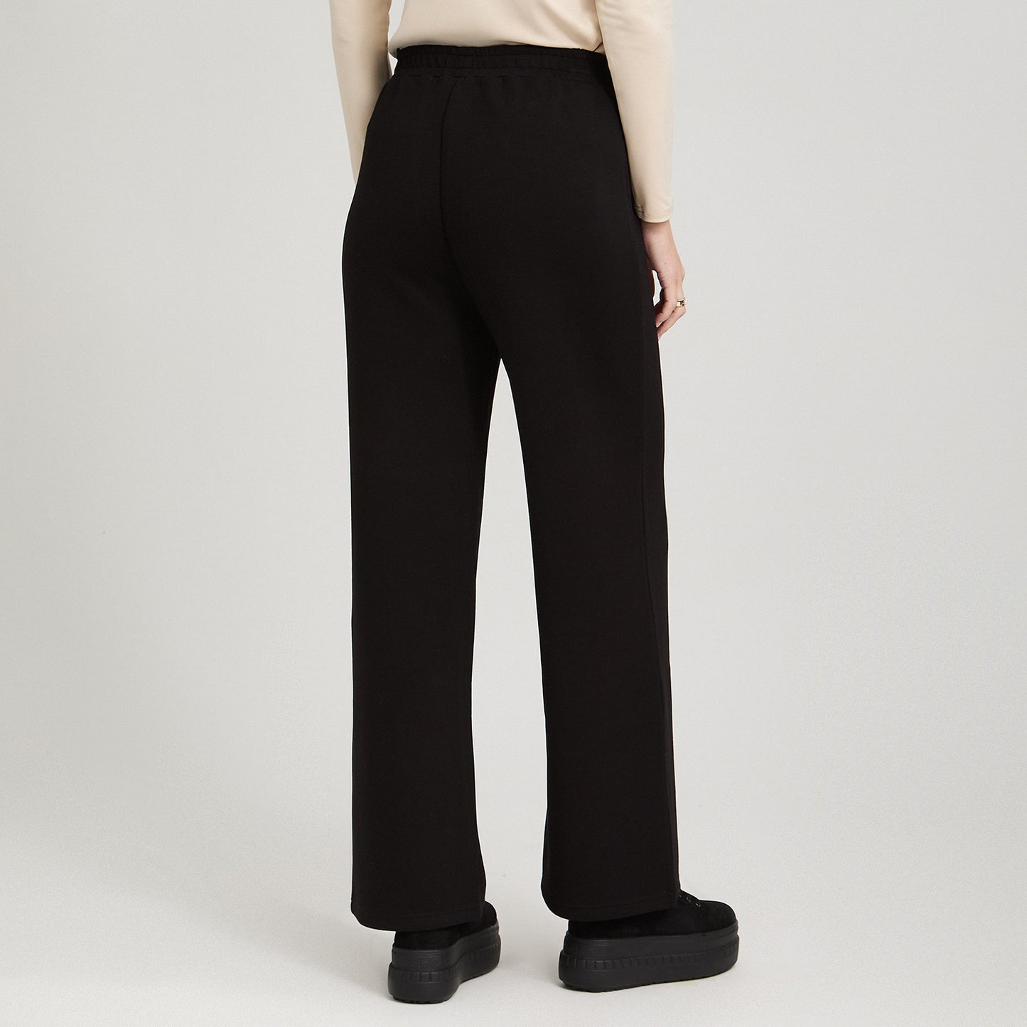 Pantalón Sport Palazzo Pretina Elasticada Negro