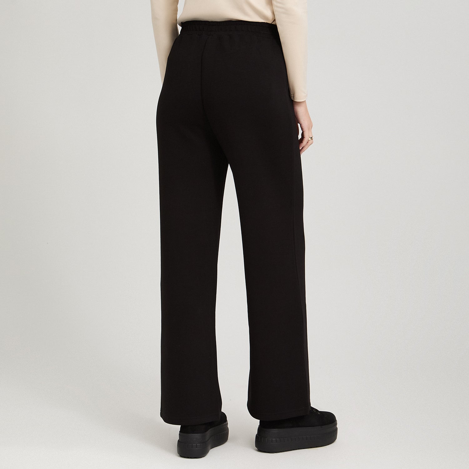 Pantalón Sport Palazzo Pretina Elasticada Negro
