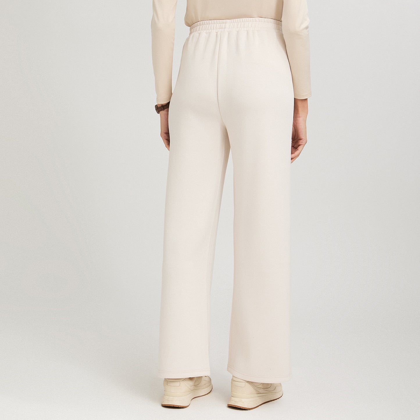 Pantalón Sport Palazzo Pretina Elasticada Beige