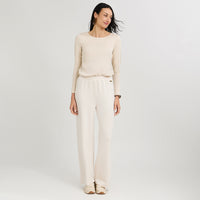 Pantalón Sport Palazzo Pretina Elasticada Beige