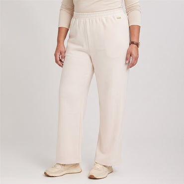 Pantalón Sport Palazzo Pretina Elasticada Beige en modelo plus size