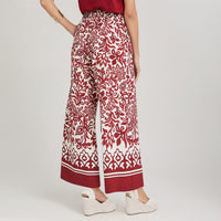 Pantalón Sport Culotte Estampado con Amarra en Cintura Beige