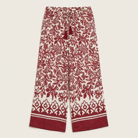Pantalón Sport Culotte Estampado con Amarra en Cintura Beige en plano