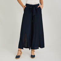 Pantalón Sport Cullote con Amarra Azul