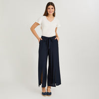 Pantalón Sport Cullote con Amarra Azul