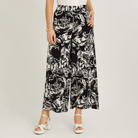 Pantalón Sport Palazzo Estampado Negro