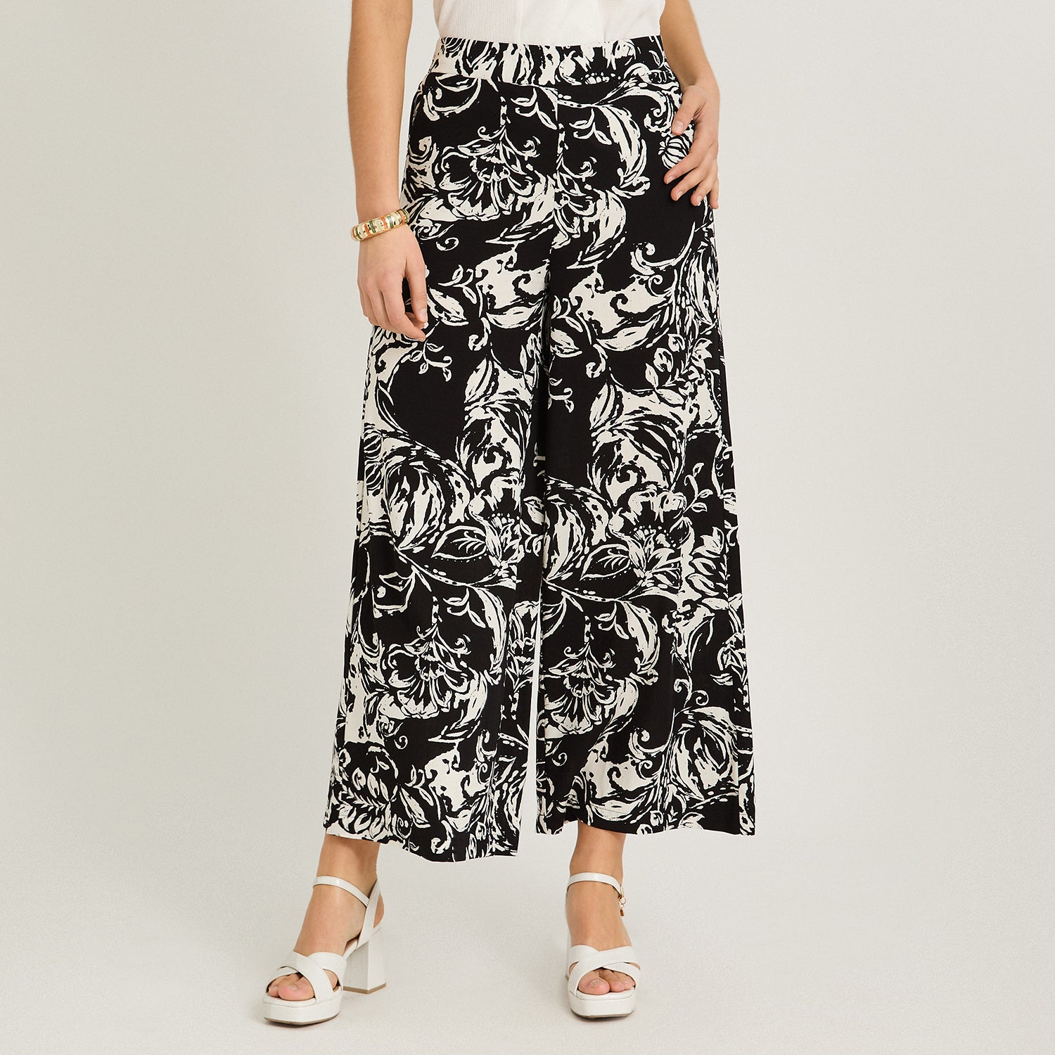 Pantalón Sport Palazzo Estampado Negro