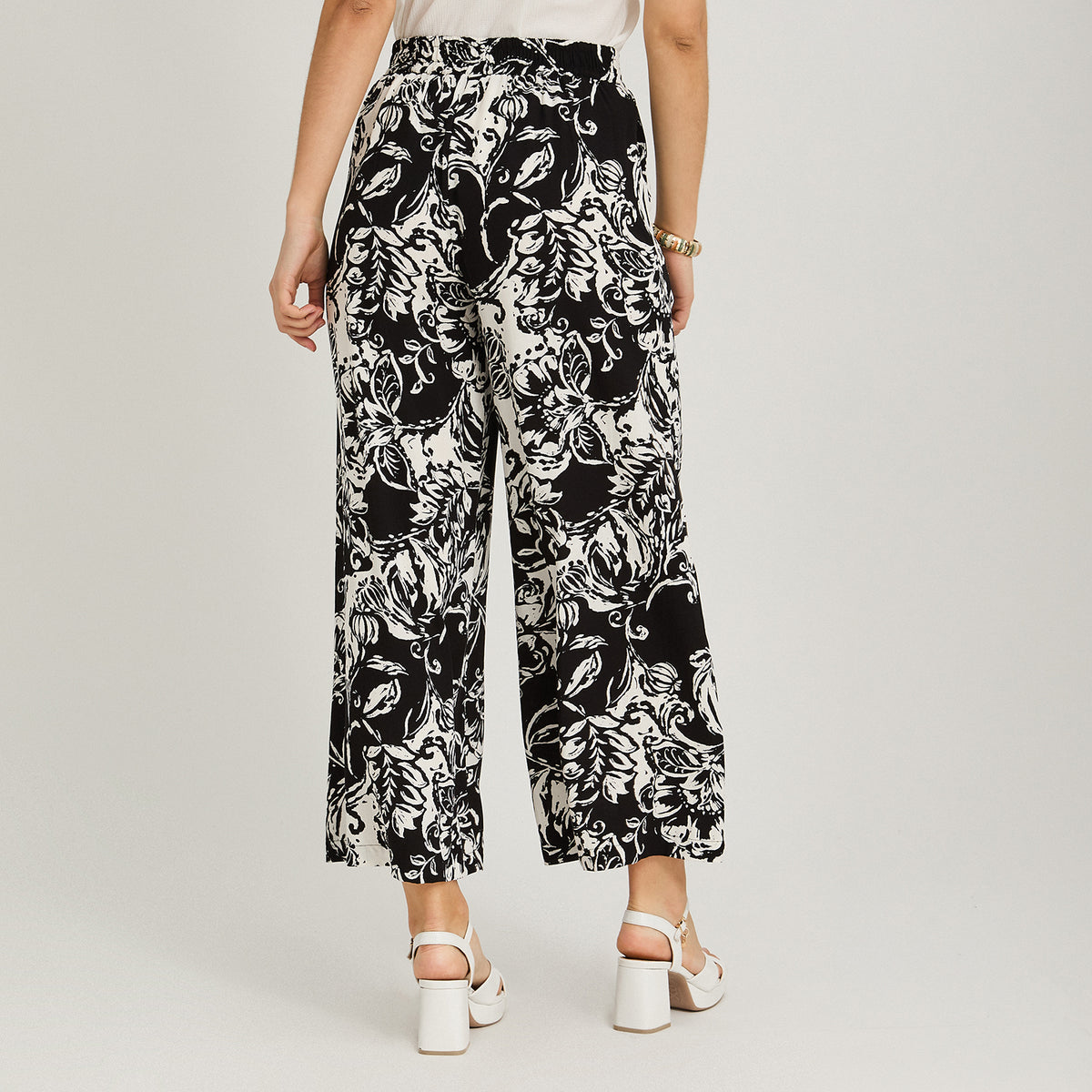 Pantalón Sport Palazzo Estampado Negro