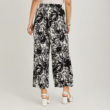 Pantalón Sport Palazzo Estampado Negro