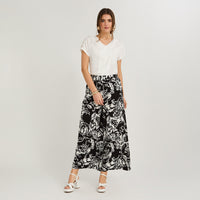 Pantalón Sport Palazzo Estampado Negro