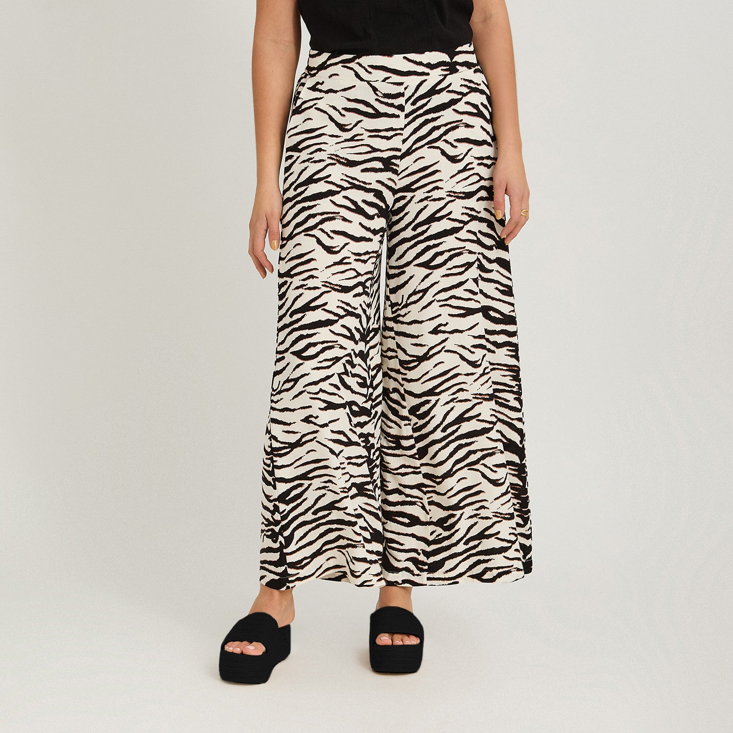 Pantalón Sport Palazzo Estampado Crudo
