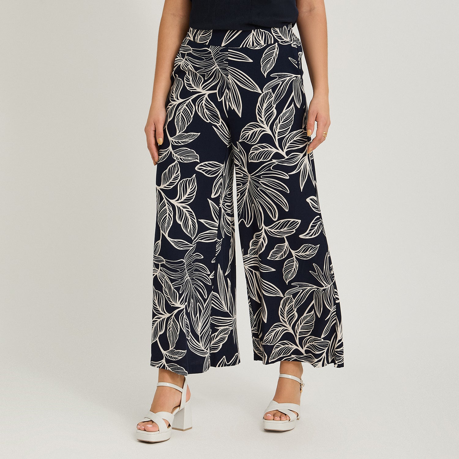 Pantalón Sport Palazzo Estampado Azul