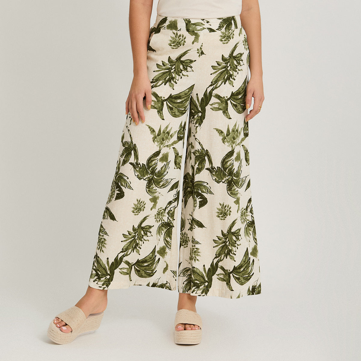 Pantalón Sport Palazzo Estampado Verde