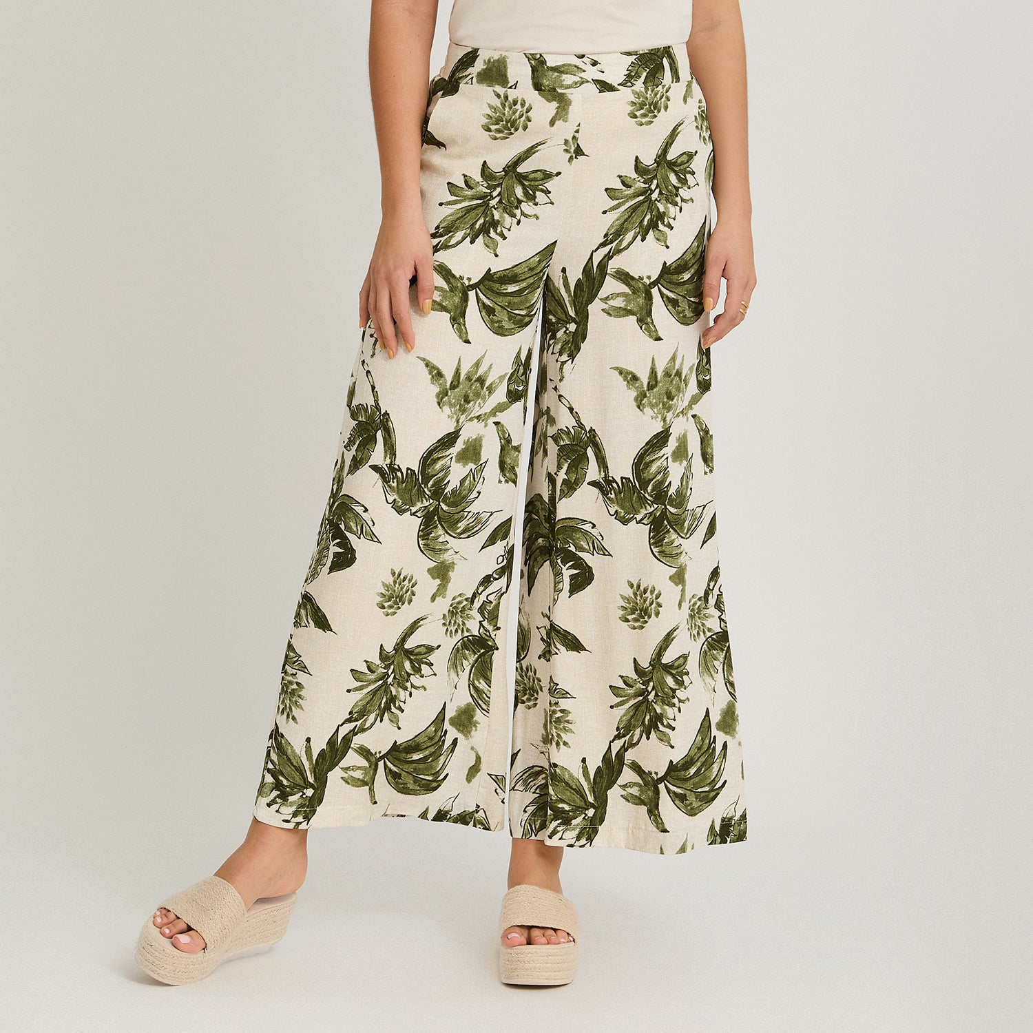 Pantalón Sport Palazzo Estampado Verde