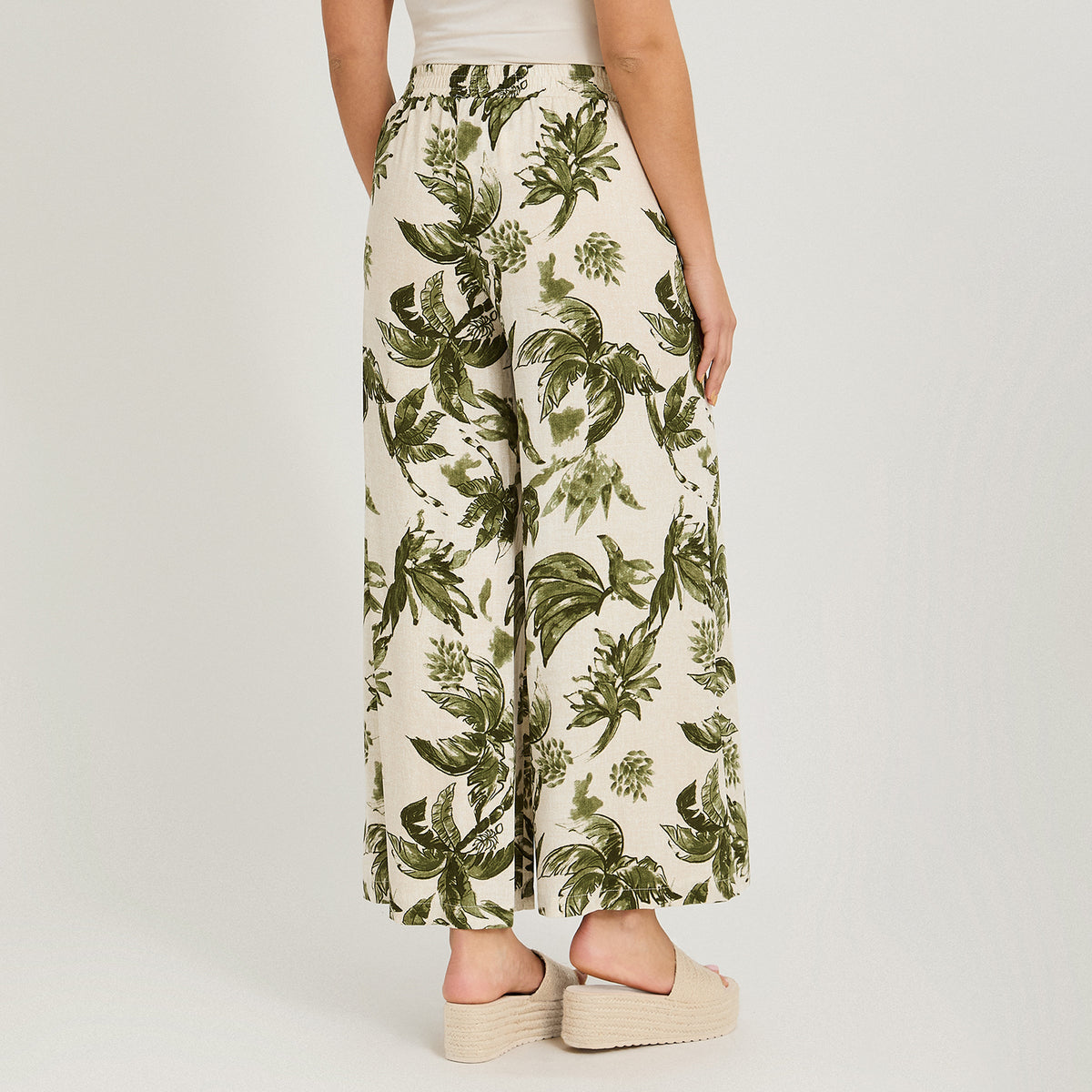 Pantalón Sport Palazzo Estampado Verde