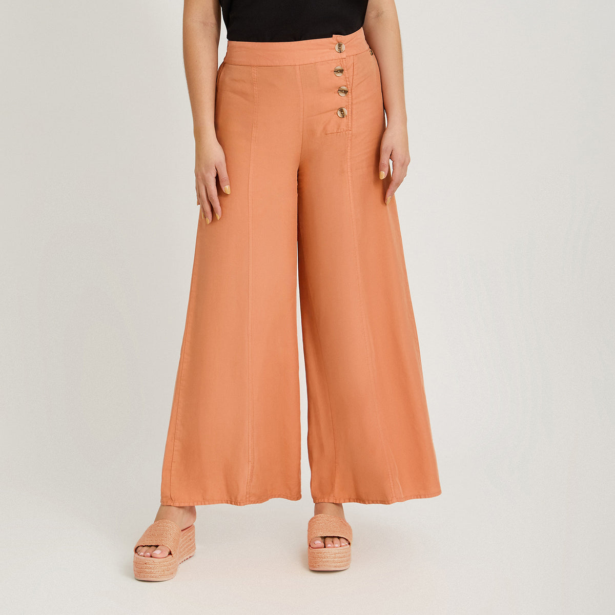 Pantalón Sport Palazzo de Lyocell Café