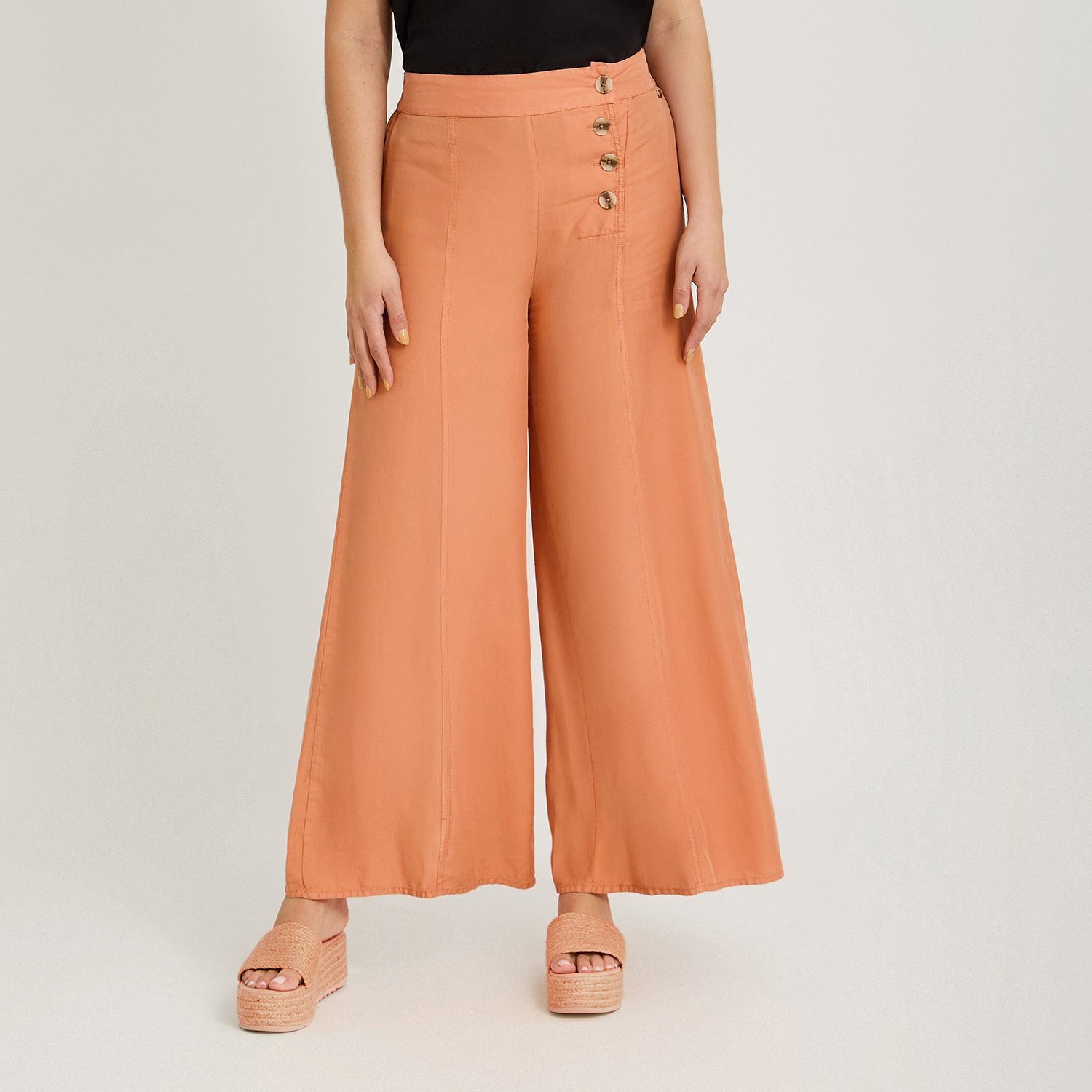 Pantalón Sport Palazzo de Lyocell Café