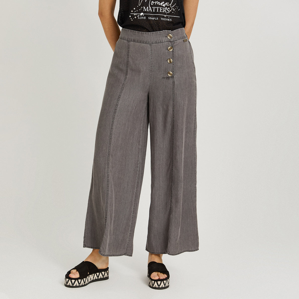 Pantalón Sport Palazzo de Lyocell Gris