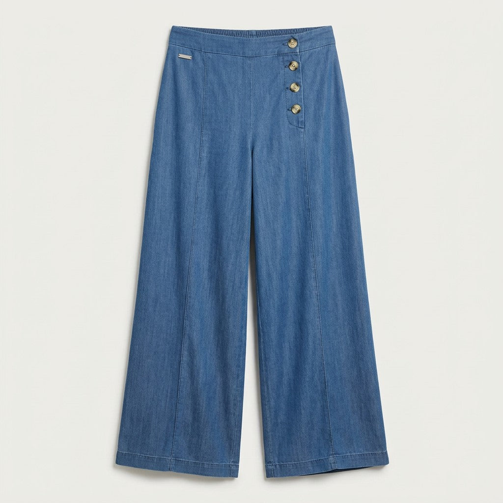 Pantalón Sport Palazzo de Lyocell Azul en plano