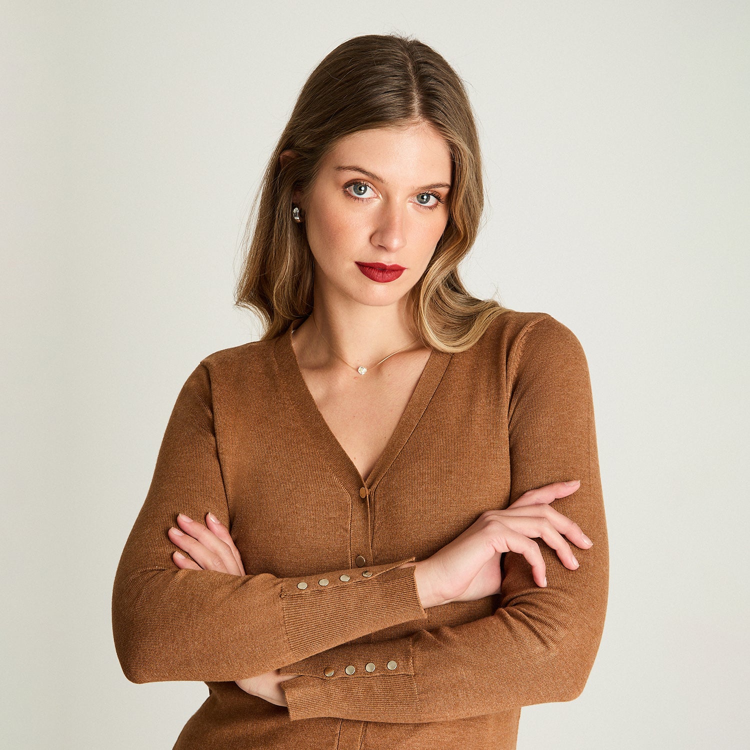 Cardigan Manga Larga Camel Lorenzo Di Pontti