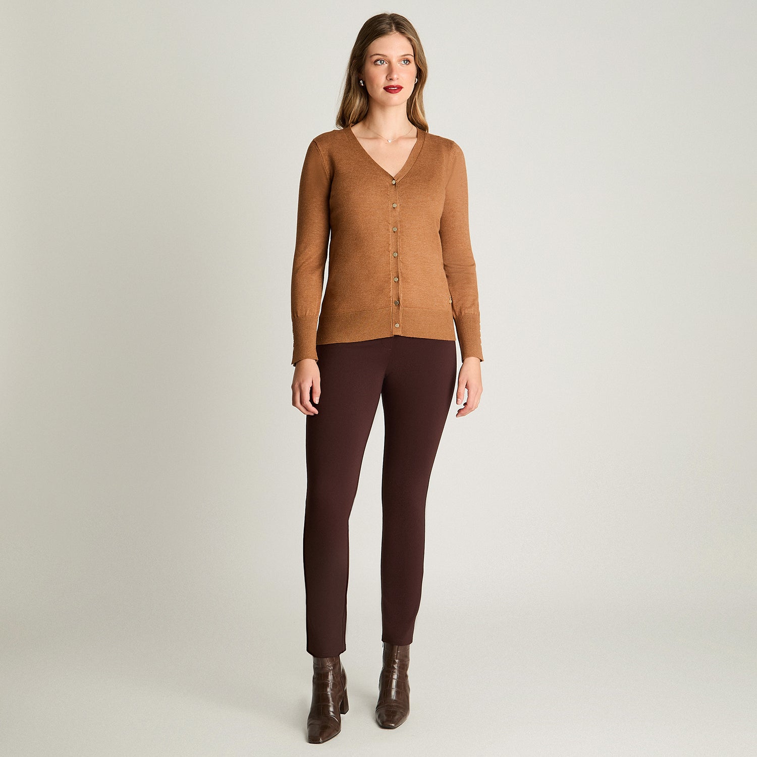 Cardigan Manga Larga Camel Lorenzo Di Pontti