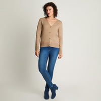 Cardigan Cuello V Básico Camel Curvi