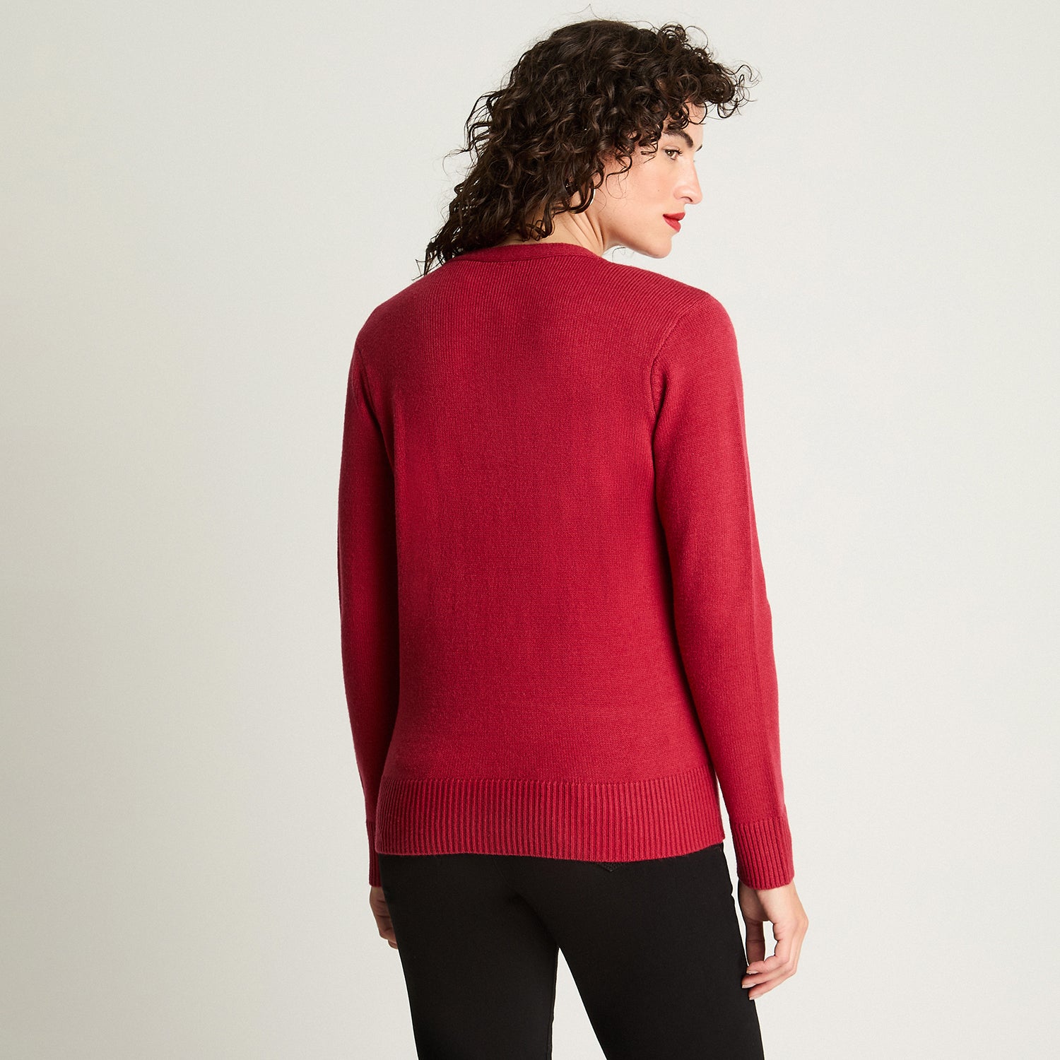Cardigan Cuello V Básico Rojo Curvi