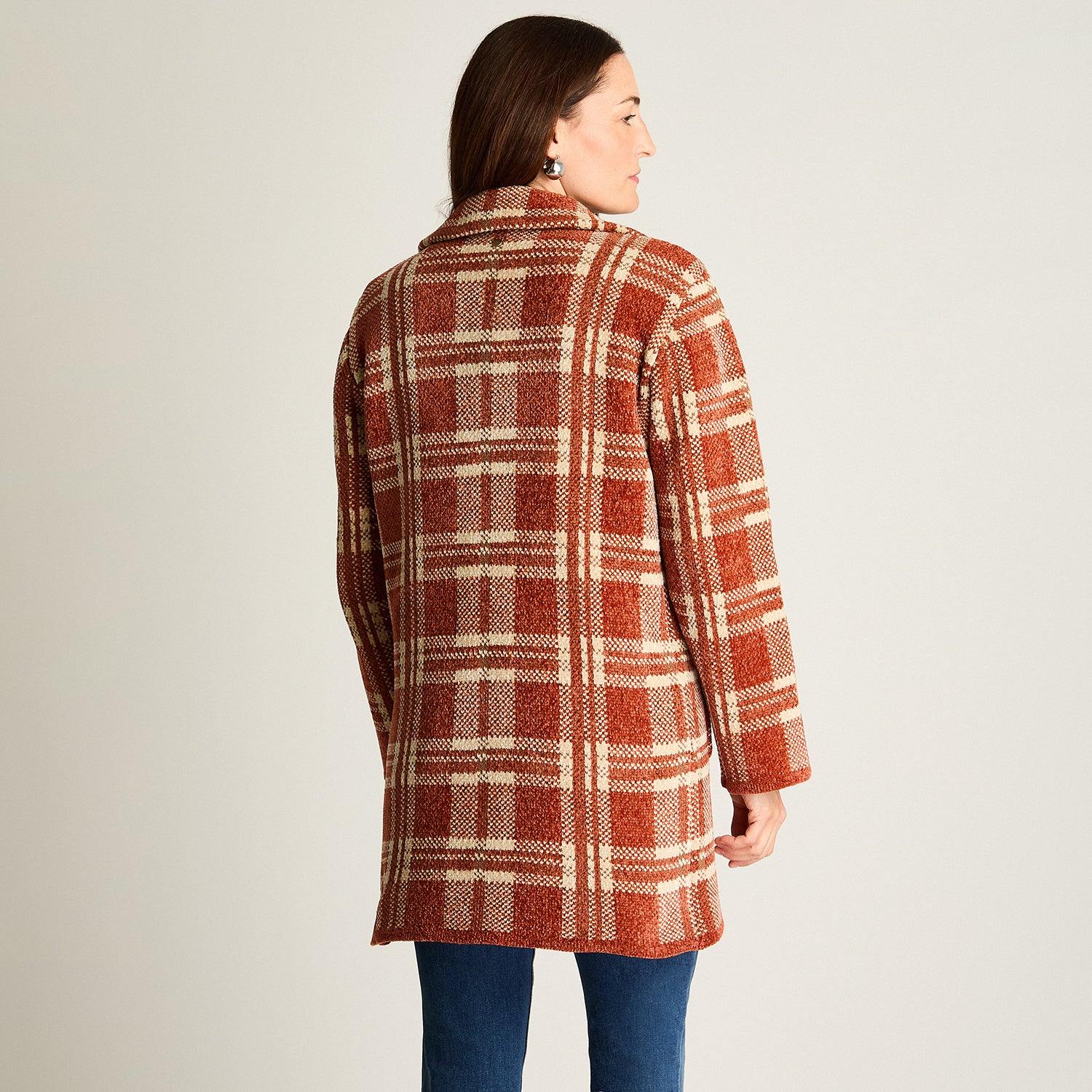 Abrigo Tejido Chenille Con Bolsillos Camel