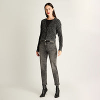 Cardigan Trenzado Con Botones Gris