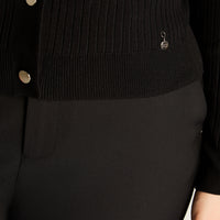 Cardigan Negro Manga Larga Elasticidad Media Sin Forro Calce Normal