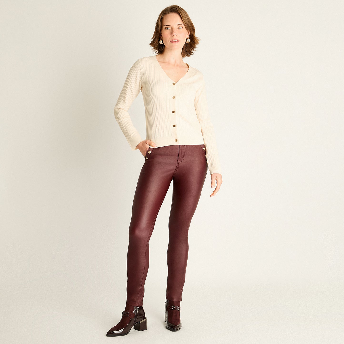 Cardigan Arena con Ribete Contraste