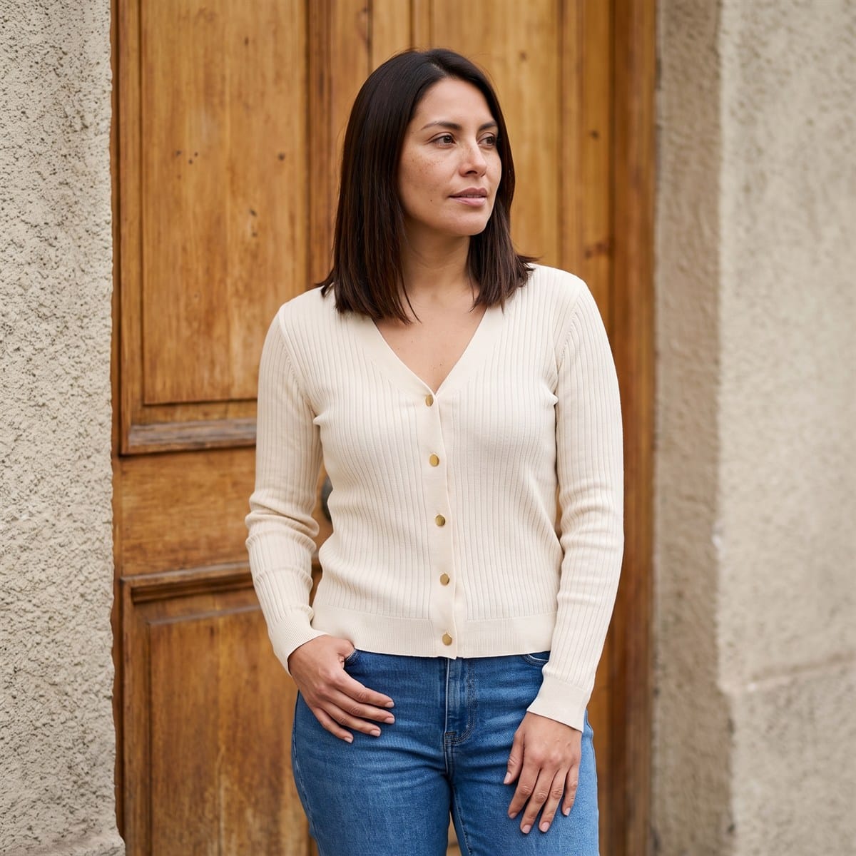 Cardigan Arena con Ribete Contraste lifestyle