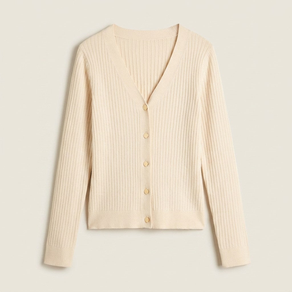 Cardigan Arena con Ribete Contraste en plano