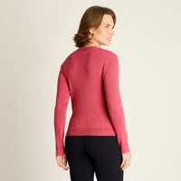 Cardigan Rosado Manga Larga Elasticidad Media Sin Forro Calce Normal