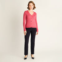 Cardigan Rosado Manga Larga Elasticidad Media Sin Forro Calce Normal