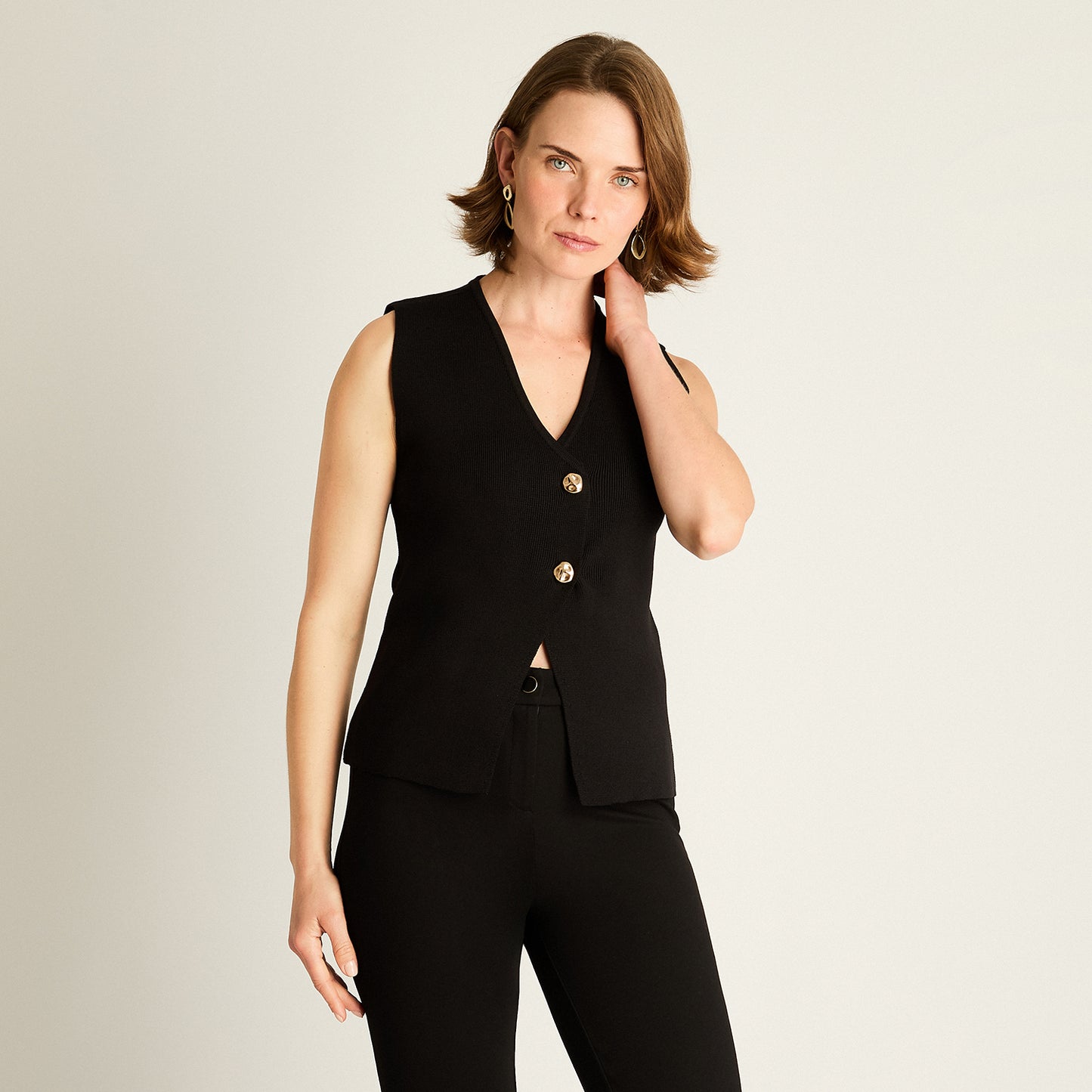 Cardigan Negro sin Mangas