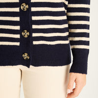 Cardigan Azul Manga Larga Elasticidad Media Sin Forro Calce Holgado