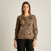 Cardigan Camel Manga Larga Elasticidad Media Sin Forro Calce Normal Tela Tejido