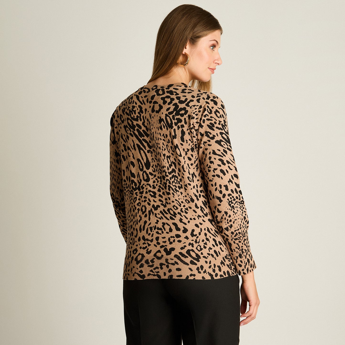 Cardigan Camel Manga Larga Elasticidad Media Sin Forro Calce Normal Tela Tejido