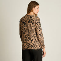 Cardigan Camel Manga Larga Elasticidad Media Sin Forro Calce Normal Tela Tejido