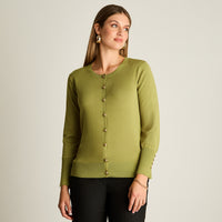 Cardigan Pistacho Manga Larga Elasticidad Media Sin Forro Calce Normal Tela Tejido