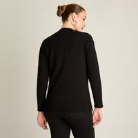 Cardigan Negro Manga Larga Elasticidad Baja Sin Forro Calce Normal Tela Tejido