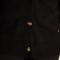 Cardigan Negro Manga Larga Elasticidad Baja Sin Forro Calce Normal Tela Tejido