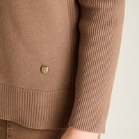 Cardigan Taupe Manga Larga Elasticidad Baja Sin Forro Calce Normal Tela Tejido
