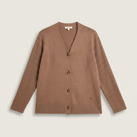 Cardigan Taupe Escote V con Botones Carey en plano