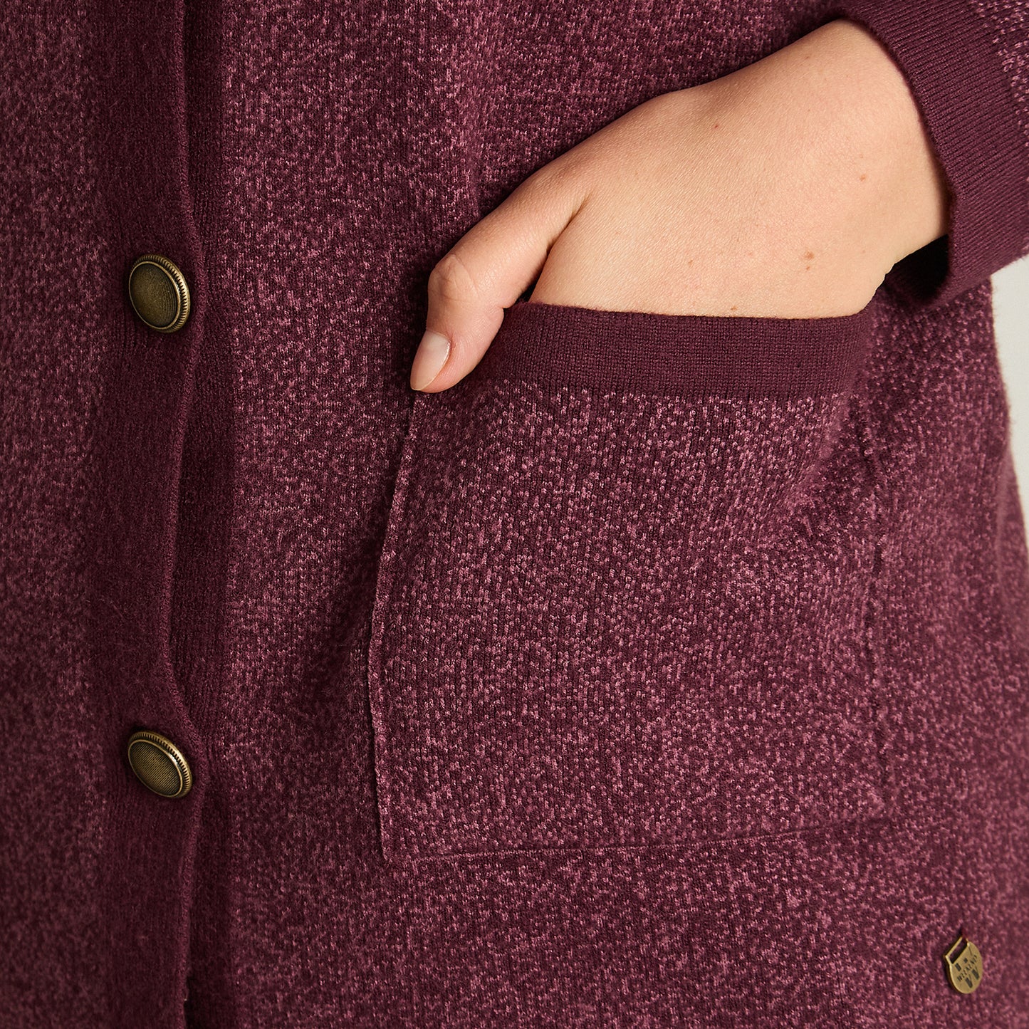 Cardigan Burdeo Manga Larga Elasticidad Media Sin Forro Calce Normal Tela Tejido