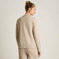 Cardigan Beige Manga Larga Elasticidad Media Sin Forro Calce Normal Tela Tejido